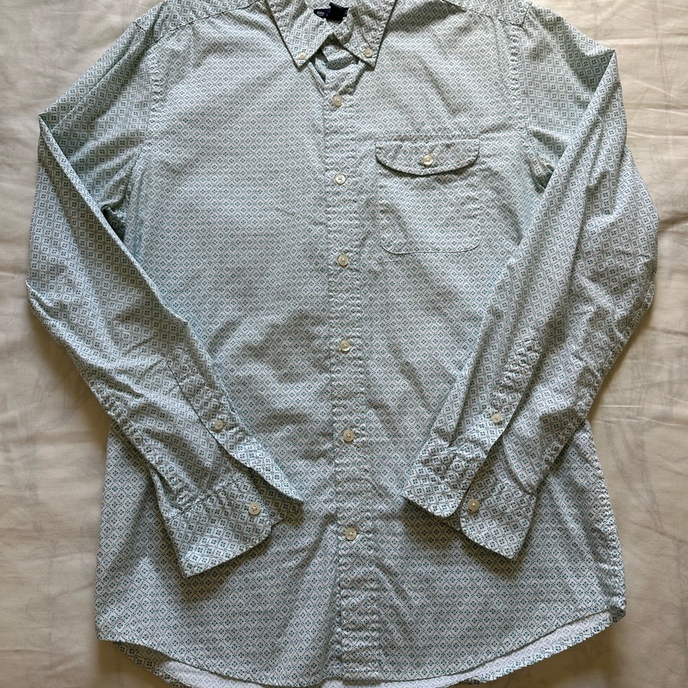 GAP Green Casual Button Down Shirt Lightweight Cotton